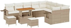 vidaXL Kerti Kanapé Szett 12 pcs Bézs polirattan