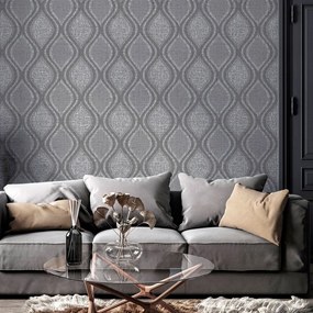 Arthouse Signature 1 Curve sötétszürke-szürke geometrikus vlies tapéta – 295100