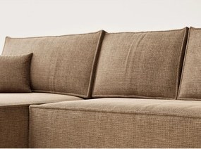 Világosbarna zsenília kinyitható-tárolóhelyes sarokkanapé (bal oldali-heverő résszel) Maze – Maison de Rêve