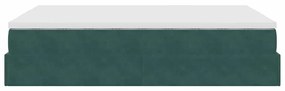 Ottomán ágykeret matraccal sötétzöld 140x190cm bársony
