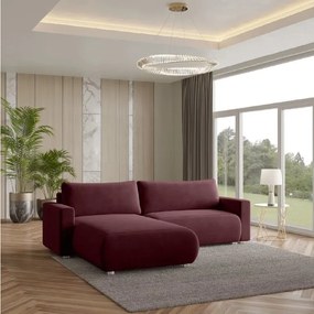 Bordó kihúzható sarokkanapé MONORA, kétoldalas