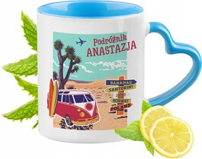 Kék bögre szív alakú füllel Anasztázia számára Ideális Ajándék