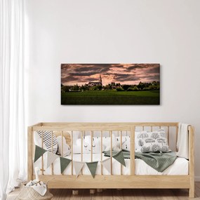 Tájkép templommal (120x50 cm)