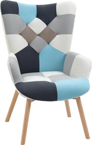 HOMCOM Karosszék Kockás Bársonyos Borítással és Fa Lábakkal, 66x76x98cm, Többszínű | Aosom