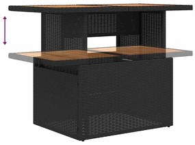 vidaXL 6 részes fekete polyrattan akácfa kerti ülőgarnitúra párnákkal