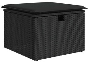 vidaXL 6 részes fekete polyrattan akácfa kerti ülőgarnitúra párnákkal