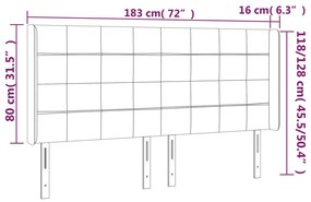 tópszínű szövet LED-es fejtámla 183x16x118/128 cm
