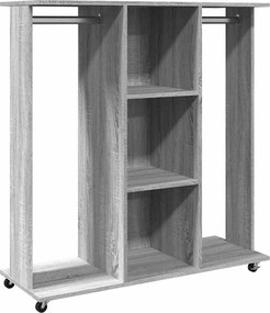 vidaXL szürke sonoma szerelt fa ruhásszekrény kerékkel 102x38x110 cm