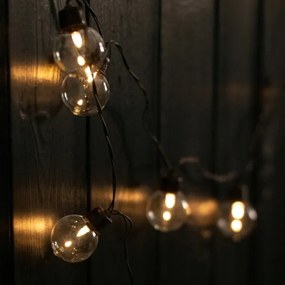 Napelemes LED dekorációs fényfüzér — 20 LED, 8 üzemmód, 500 mAh akkumulátor, 7,6 m hossz, IP67 védelem, meleg fehér