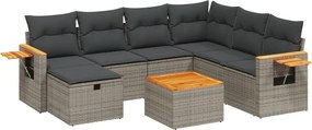 vidaXL 8 részes szürke polyrattan kerti ülőgarnitúra párnákkal