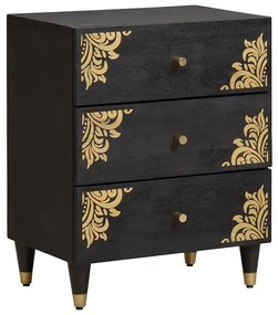 vidaXL Éjjeliszekrény fiókkal Fekete 50 x 33 x 62 cm Tömör Mangófát