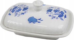 Kerámia vajtartó 250g kék hagymavirág motívummal díszítve