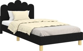vidaXL Gyerekágy kerettel fejtámlával Fekete 90 x 190 cm szövet