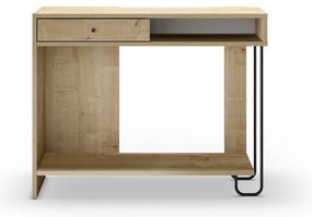 Natúr színű konzolasztal tölgyfa dekoros asztallappal 35x100 cm Saturne – Marckeric