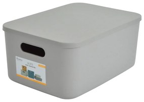 Szürke fedeles műanyag tárolódoboz 35,5x25,5x16 cm – Homéa