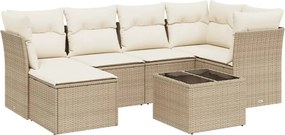 vidaXL 7 részes bézs polyrattan kerti ülőgarnitúra párnákkal