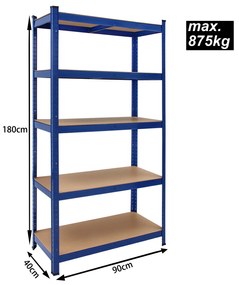monzana® Polc 180x90x40 cm - kék
