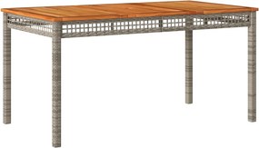 vidaXL szürke polyrattan és akácfa kerti asztal 140 x 80 x 75 cm
