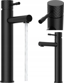 Mosdó csaptelep magas egykaros álló fürdőszoba fekete Glami