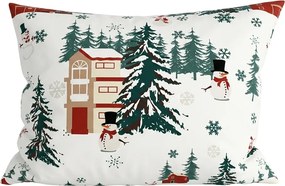 Polipamut párnahuzat SNOWY HOUSES POLY 50x70 cm, fehér