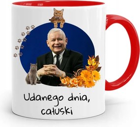 Piros Vicces Bögre Jaroslaw Kaczynski fényképes nyomattal