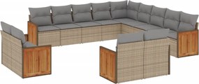 vidaXL 13 részes bézs polyrattan kerti ülőgarnitúra párnákkal