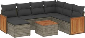 vidaXL 8 részes szürke polyrattan kerti ülőgarnitúra párnákkal