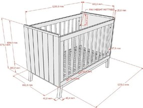 Bézs borovi fenyő babaágy állítható magassággal 60x120 cm Sezane – Vipack