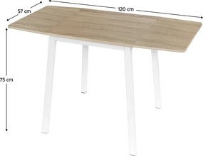 Étkezőszék, MDF fóliázott/fém, tölgy sonoma/fehér, 60-120x60 cm, MAURO