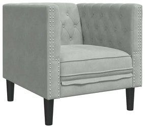 Kanapé Szett 3 pcs Világosszürke Bársony