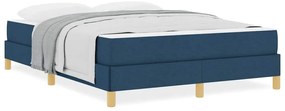 Boxrugós ágy Kék és Barna 160 x 200 cm Textil és mérnöki fa