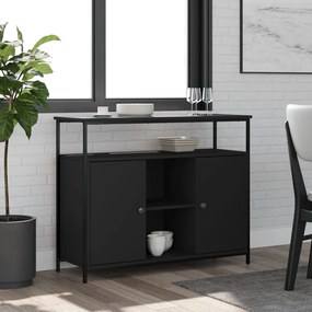 fekete szerelt fa tálalószekrény 100 x 35 x 80 cm