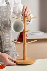 Fa Pohártartó Állvány 6 Bögre Fa állvány