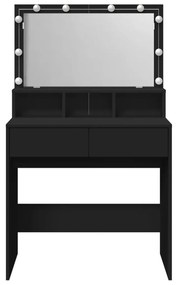 fekete fésülködőasztal LED-del 80 x 41 x 134,5 cm