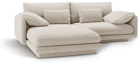 Fehér bársony sarokkanapé (bal oldali-heverő résszel) Torino – Micadoni