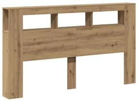 kézműves tölgyszínű szerelt fa LED-es fejtámla 180x18,5x103,5cm