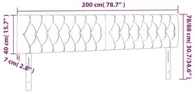 sötétkék bársony LED-es fejtámla 200 x 7 x 78/88 cm