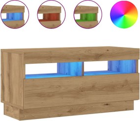 vidaXL kézműves tölgyszínű szerelt fa TV-szekrény LED-ekkel 80x35x40cm