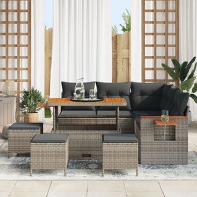 Kerti Kanapé Szett párnával 9 pcs Szürke 110 x 55 x 71 cm