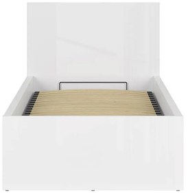 Egyszemélyes ágy 90 cm Tetrix 15 (fényes fehér) (ágyráccsal) (tárolóhellyel). 1098499