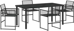 vidaXL Kert étkező szett 5 pcs Fekete Porszórt acél