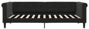 fekete bársony kanapéágy 90 x 200 cm