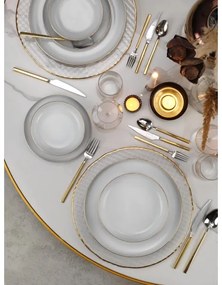 24 darabos porcelán étkészlet, fehér/arany