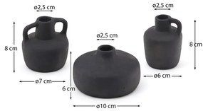 Fekete terrakotta váza készlet 3 db-os (magasság 6 cm) Sofra – Kave Home