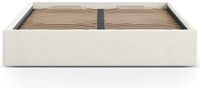 Krémszínű kárpitozott ágyneműtartós-ágytámla nélkül franciaágy ágyráccsal 160x200 cm Susan – Micadoni