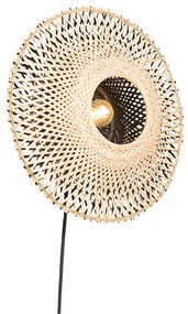 Keleti fali lámpa bambusz 35 cm dugóval - Rina