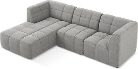 Szürke buklé sarokkanapé (bal oldali-heverő résszel) Aloha – Makamii
