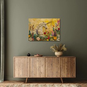 Üveg kép - Egyszarvú virágokkal (70x50 cm)