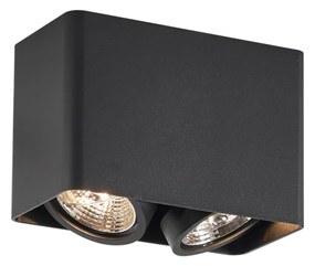Design felületre szerelt spotlámpa fekete GU10 70mm 2-lámpás forgatható és dönthető - Vox