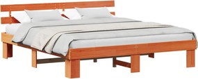vidaXL Ágykeret fejtámlával Faggyú barna 180 x 200 cm Tömör fenyőfa
